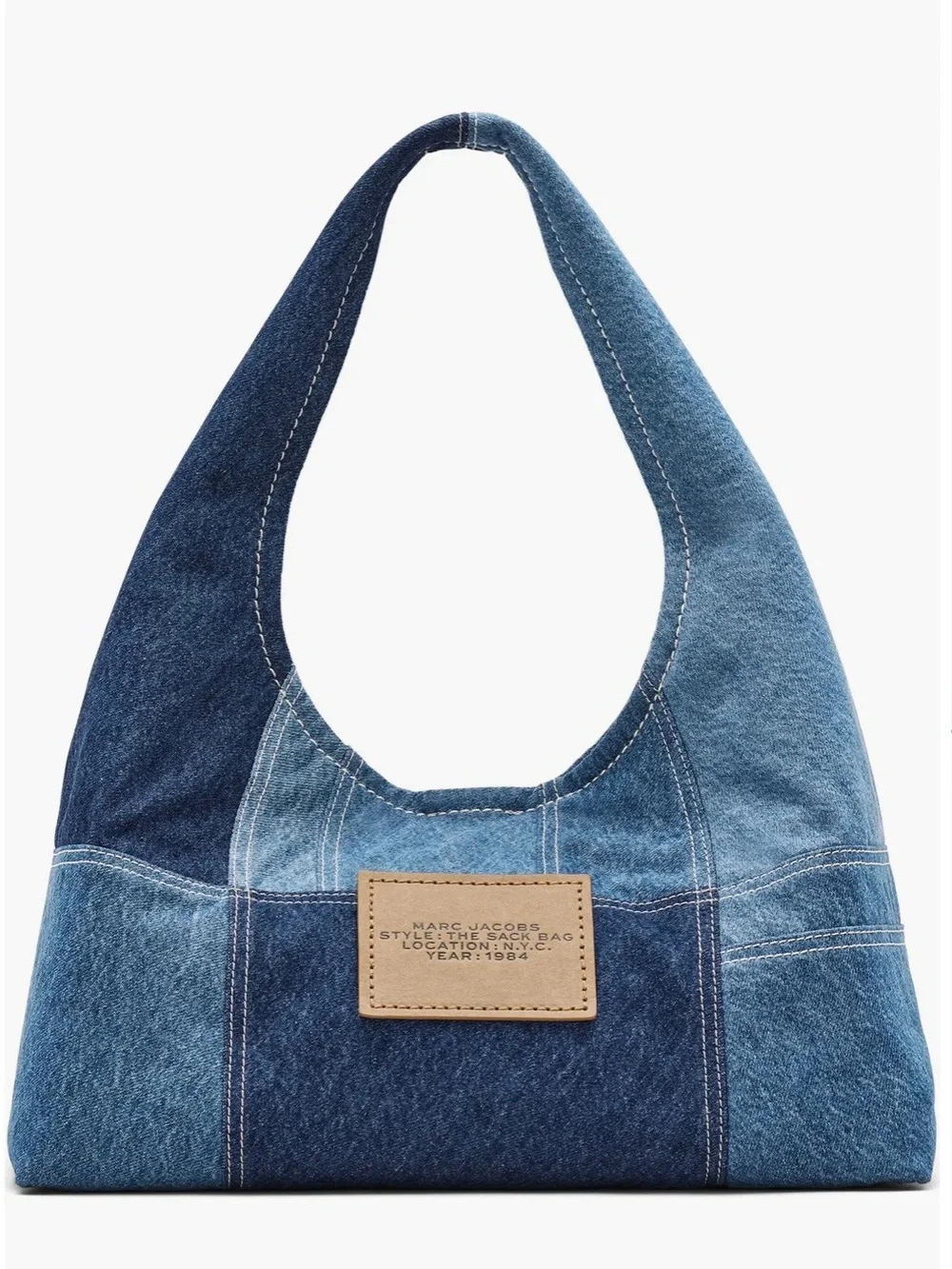 Marc Jacobs Denim Patchwork Sack Bag in Blue